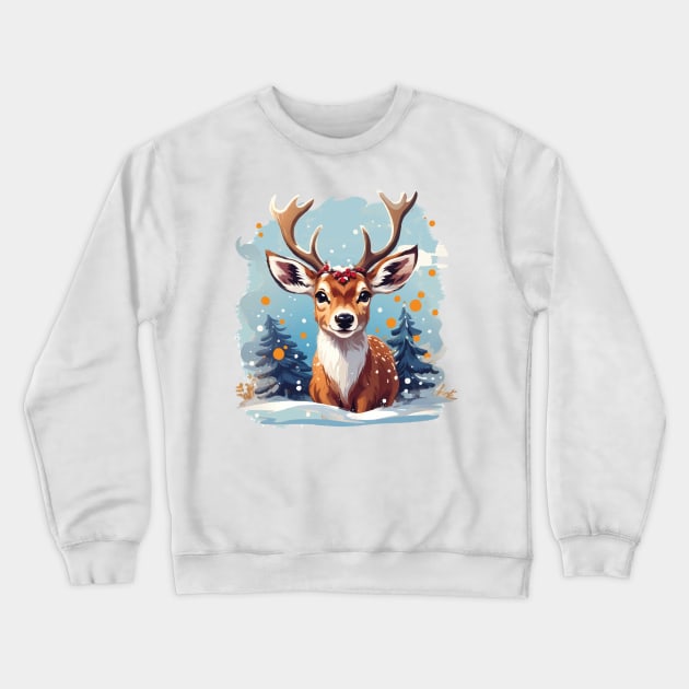 Chrismtas deer design, christmas scene with deer Crewneck Sweatshirt by colorbyte